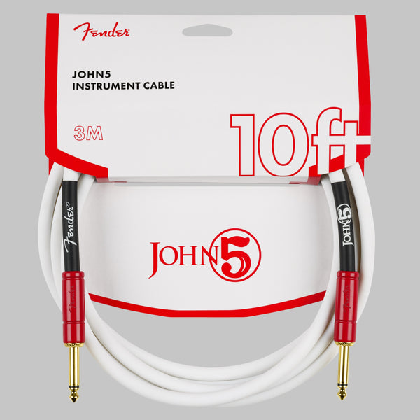 Fender 10' John 5 Instrument Cable White and Red