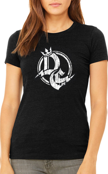 Detroit Guitar Circle Logo Ladies T-Shirt Black/White