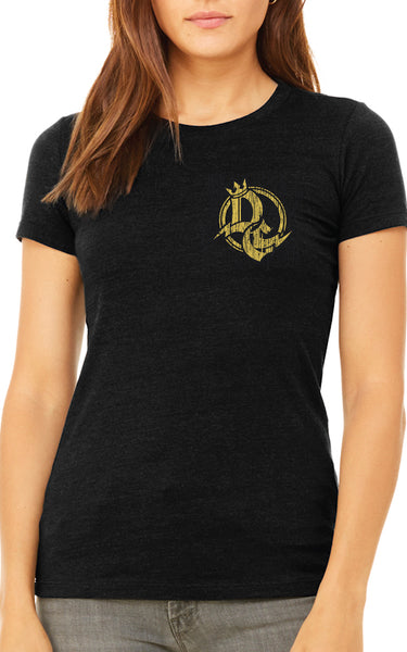 Detroit Guitar Limited Edition Pocket Logo Ladies T-Shirt Black/Gold